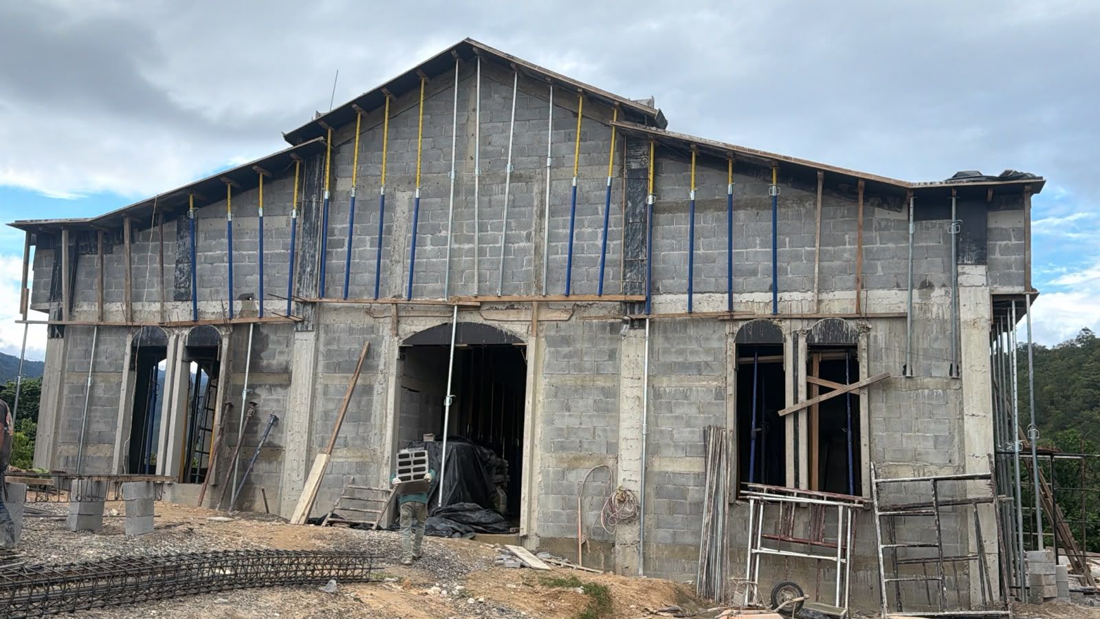 The church Kuxaj is helping build, front view