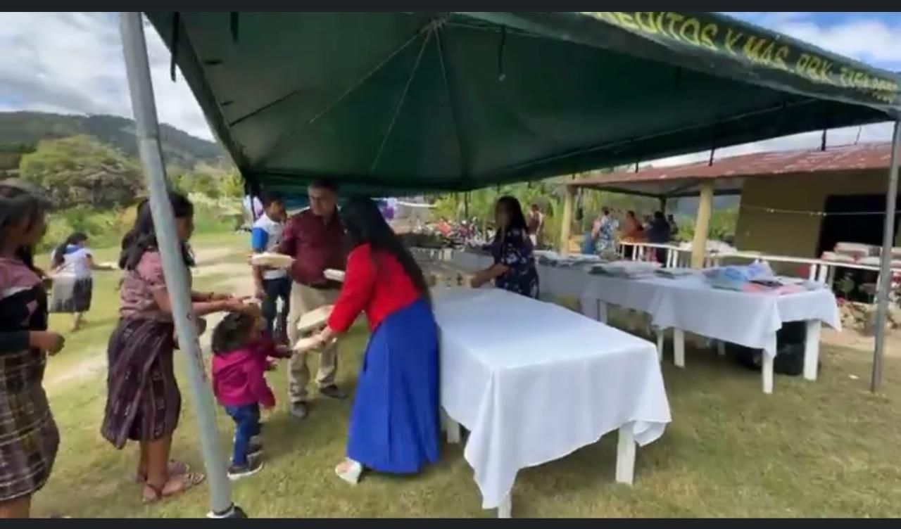 Tables set up under the tent